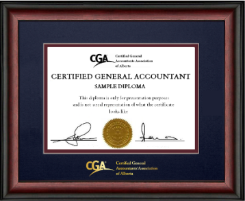 Satin mahogany wood frame for the 8.5X11 CGA PROVINCIAL Legacy Certificate with double mat board & gold logo (120910-13X15H-NPB/MAR.GFS)